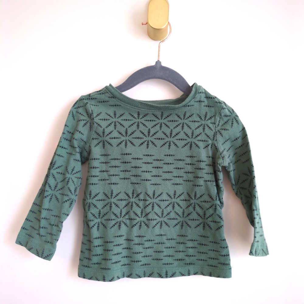 Green Patterned Long Sleeve Shirt